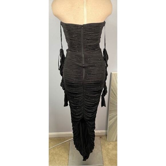 Alex Perry Hyland Crystal Embellished Strapless Ruched Black Maxi Dress Size 2 - Picture 11 of 14